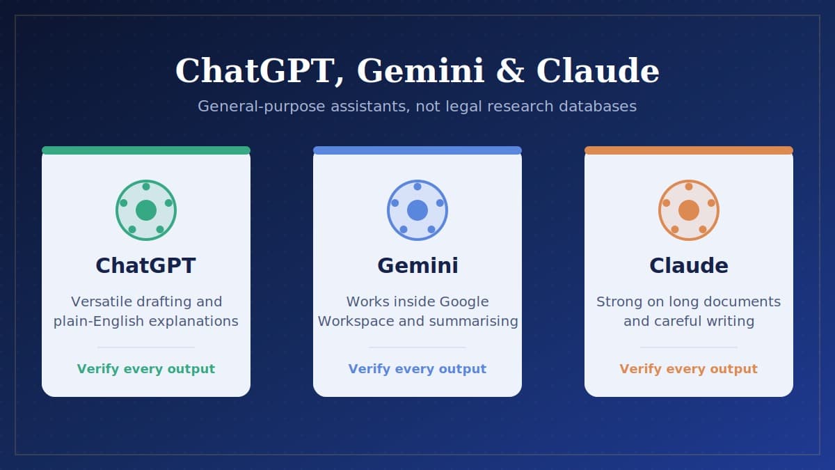 Comparison of ChatGPT, Gemini and Claude AI tools for law firms